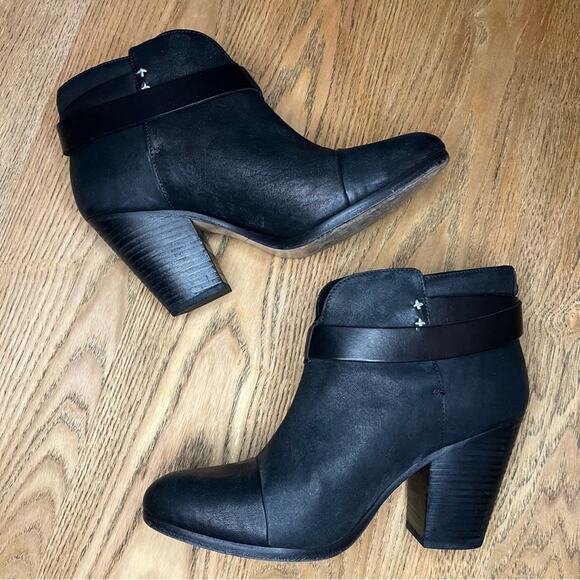 rag & bone Harrow Leather Ankle Boot Western Stacked Heel Black Size 9.5/39.5 - Picture 7 of 11